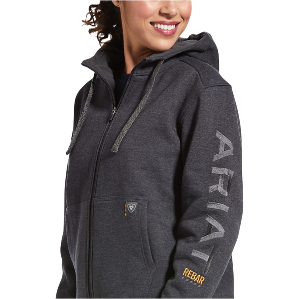 2026 Ariat Femmes Rebar Tous-temps Zip Intégral Hoodie 10032910 - Charcoal Heather
